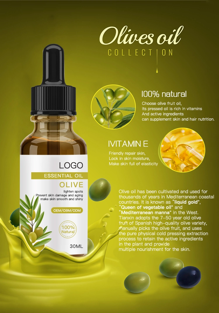 Pure Natural Plant Organic Moisturizing Vegan Skin Care Olive Essential Oil for SPA Massage